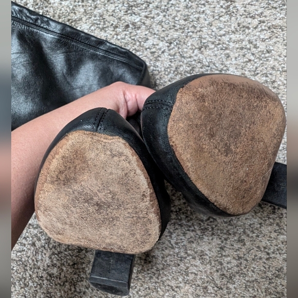 EUC Chloe Women's Knee Length Black Leather Boot 4" Heel， Sz 7.5 - Picture 13 of 15